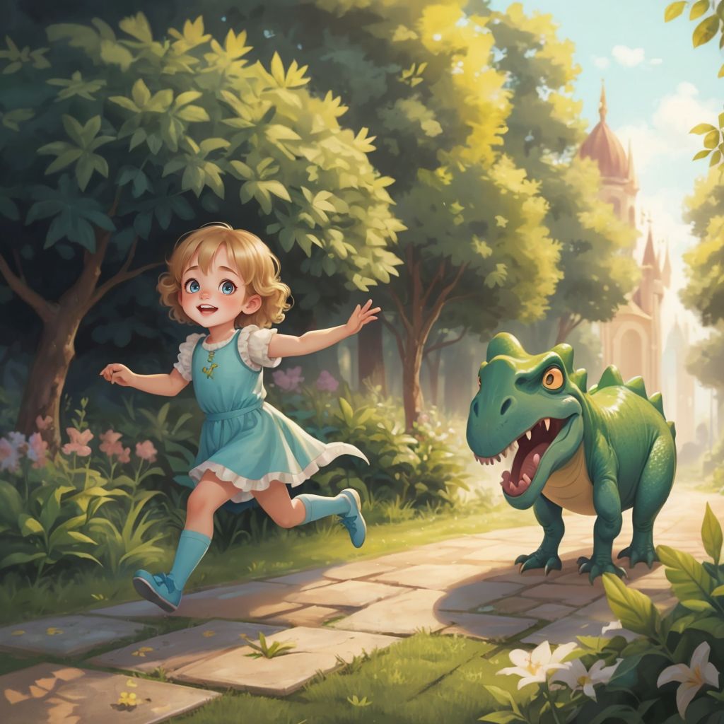 Mia and the fluffy dinosaur Puka